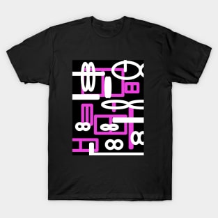 Pink  and black geometric abstract art desig T-Shirt